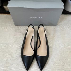 Everlane The Editor Slingback Heel Black Leather Size 6.5 - Like New